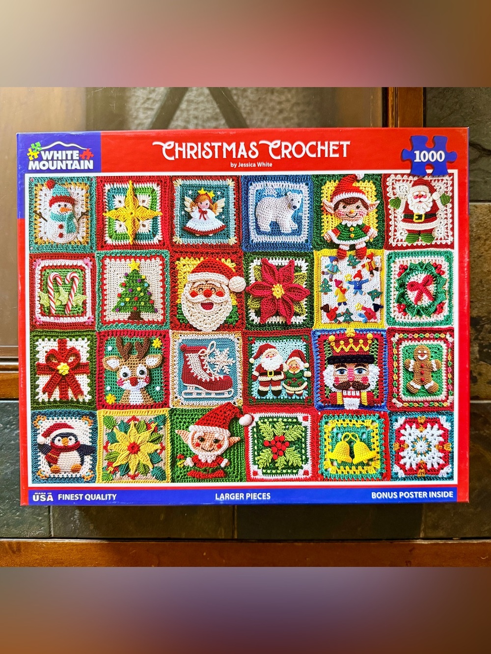 SALE! 25% off 4+ items! Christmas Crochet 1000 Piece Puzzle by White Mountain
